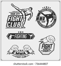 Set of fighting club emblems, labels, badges and design elements.