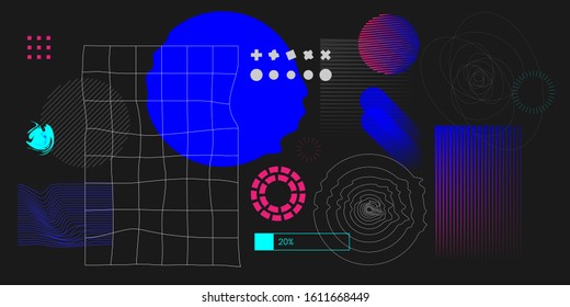 Set Figure Brutalism Modern Glitchy Effect Stock Vector (Royalty Free ...