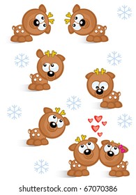 The set of figure Christmas deers. Comical. Insulated.