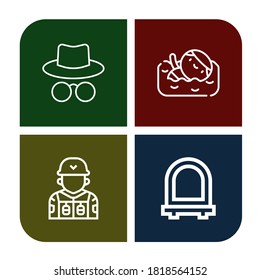 Set of figure icons. Such as Hacker, Swimmer, Soldier, Mirror , figure icons
