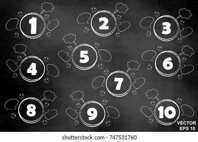 Set. Figures on a chalkboard. Different. For your design.