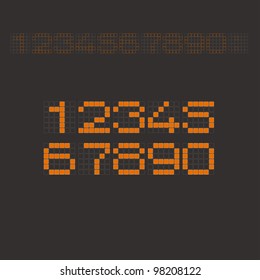 Set of figures on a digital scoreboard. Vector.