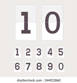 Set of figures on a mechanical scoreboard. Vector.