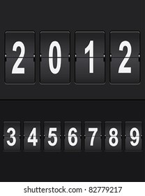 Set of figures on a mechanical scoreboard. Vector.