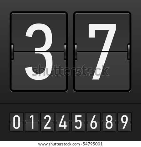 Set of figures on a mechanical scoreboard. Vector.