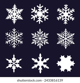 Un conjunto de copos de nieve en forma de figura y varios