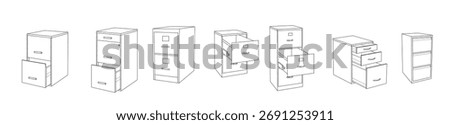Set of file cabinet vector illustration