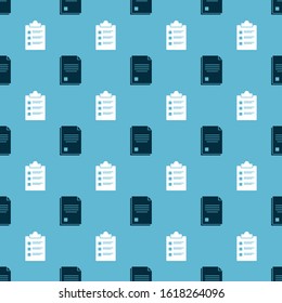 Set File document and Clipboard with checklist on seamless pattern. Vector