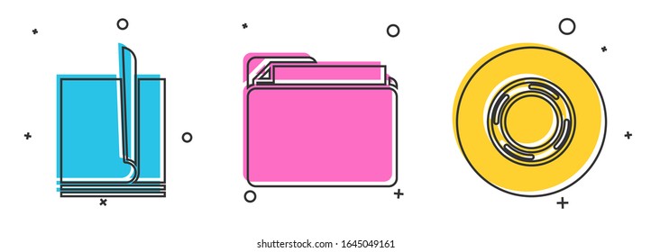 Set File document, Document folder and Scotch icon. Vector