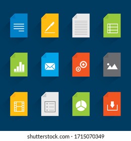 Set of File and Document Icon for website or application on mobile phone. Vector illustration