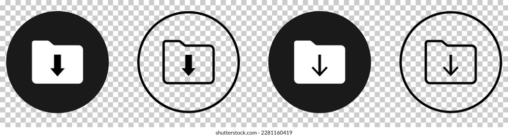 Set of file document import icons with arrow down. Vector illustration isolated on transparent background