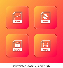 Set file document, MP3, MOV and  icon. Vector