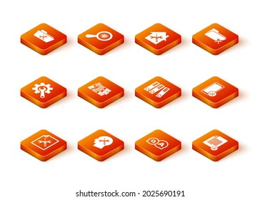 Set File document service, Human head, Wrench and gear, Office folders, Question Answer,  and Mobile icon. Vector