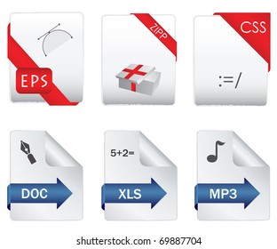 Set of file extension vector detailed icons