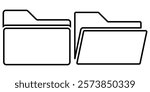 Set of file folder icon. Computer folder. Document folder symbol. New folder. Open file. Vector illustrator. 