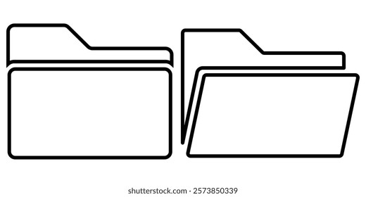Set of file folder icon. Computer folder. Document folder symbol. New folder. Open file. Vector illustrator. 