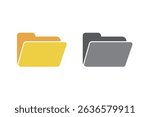Set of file folder icon. Document in folder, data folder. Opened folder symbol, file document 