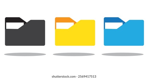 Set of file folder icon. Document in folder, data folder. Opened folder symbol, file document . 9