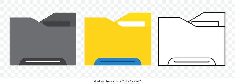 Set of file folder icon. Document in folder. Opened folder symbol. open folder icon. on transparent background, vector. eps 10.