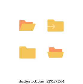 Set of file and folder related icons, repository, sync and flat line variety vectors.