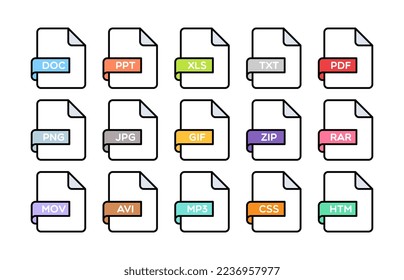 Set of File Format Flat Icons