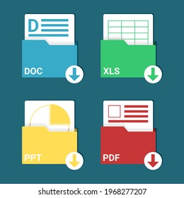Set Of File Format.DOC ,XLS ,PPT ,and PDF Icon. Spreadsheet File Format. Presentation Extension. Digital Document Format. Excel Icon.