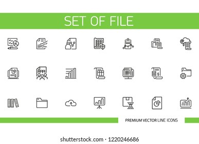 Set of file line icons. Document, finances, diagram. Business concept. Can be used for topics like statistics, marketing, progress