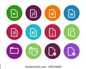 Set of Files circle icons on white background. Vector illustration.