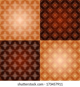 Set of filigree damask seamless background. Royal wallpaper.
