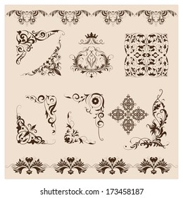 Set of  filigree ornaments for design