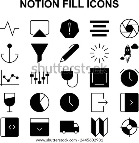 Set of fill icons related to Notion 