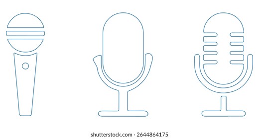 Set of fill Voice icons recording Studio symbols. Microphone icons. Microphone icons logos Retro microphone vectors illustration on transparent background. EPS 10 