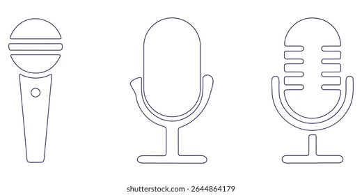 Set of fill Voice icons recording Studio symbols. Microphone icons. Microphone icons logos Retro microphone vectors illustration on transparent background. EPS 10 
