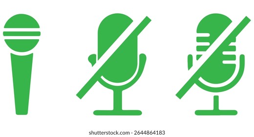 Set of fill Voice icons recording Studio symbols. Microphone icons. Microphone icons logos Retro microphone vectors illustration on transparent background. EPS 10 