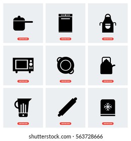 Set of Filled Kitchen Icons such as pan, cock, kettle, kitchen, 