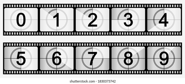 Set of film countdown icon, retro flat concept