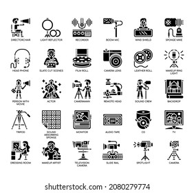 Set of Film Division thin line icons for any web and app project. 