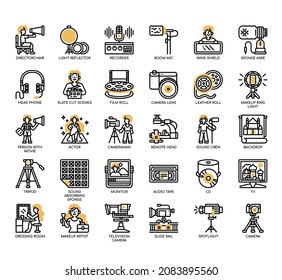 Set of Film Division thin line icons for any web and app project. 