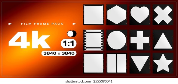 Set of Film Frames for your social stories and posts. Social media marketing content. Film Frame background with space for your text or image. Trendy editable camera roll effect design.