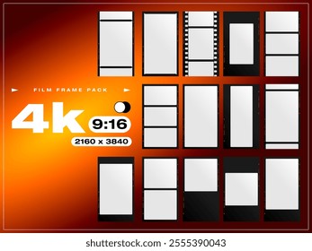 Set of Film Frames for your social stories and posts. Social media marketing content. Film Frame background with space for your text or image. Trendy editable camera roll effect design.