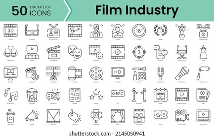 Set of film industry icons. Line art style icons bundle. vector illustration
