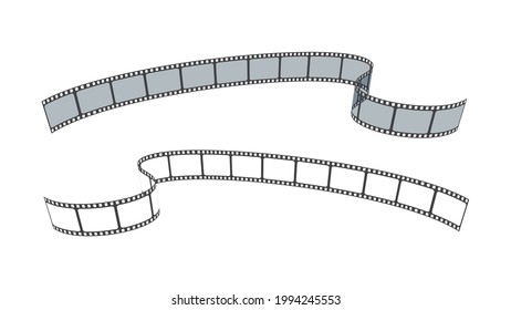 Set of film strip for camera or projector isolated on white background. Sketch empty frame film strip for festival. Art design elements for brochure, leaflet, poster, flyer, banner, advertisement.