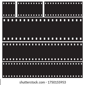 Set of film strip icons in isolate on a black background. Vector illustration.