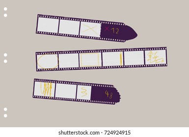 set of film stripes, with marks photo frames, free copy space,vector