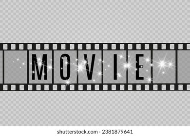 Set of film vector stripes isolated on transparent background.Film strip roll. Vector cinema background.	