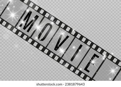 Conjunto de bandas vectoriales de película aisladas en fondo transparente.Rollo de tiras de película. Fondo del cine vectorial.	