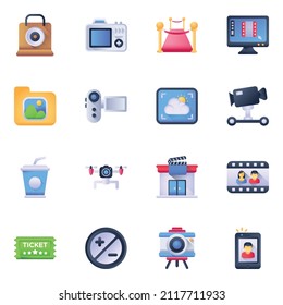 Set of Filmmaking Flat Icons

