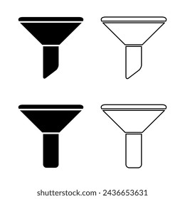 Set of filter button web shape icon, filtering symbol, funnel sign vector illustration .