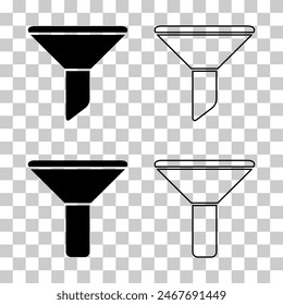 Set of filter button web shape icon, filtering symbol, funnel sign vector illustration .