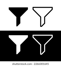 A set of filter icons. Funnel is a symbol for filtering or collecting information. Designation of the selection of parameters or characteristics.